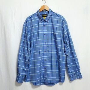 Cabela's Mens  Blue Plaid Long Sleeve Button Down Shirt XXL